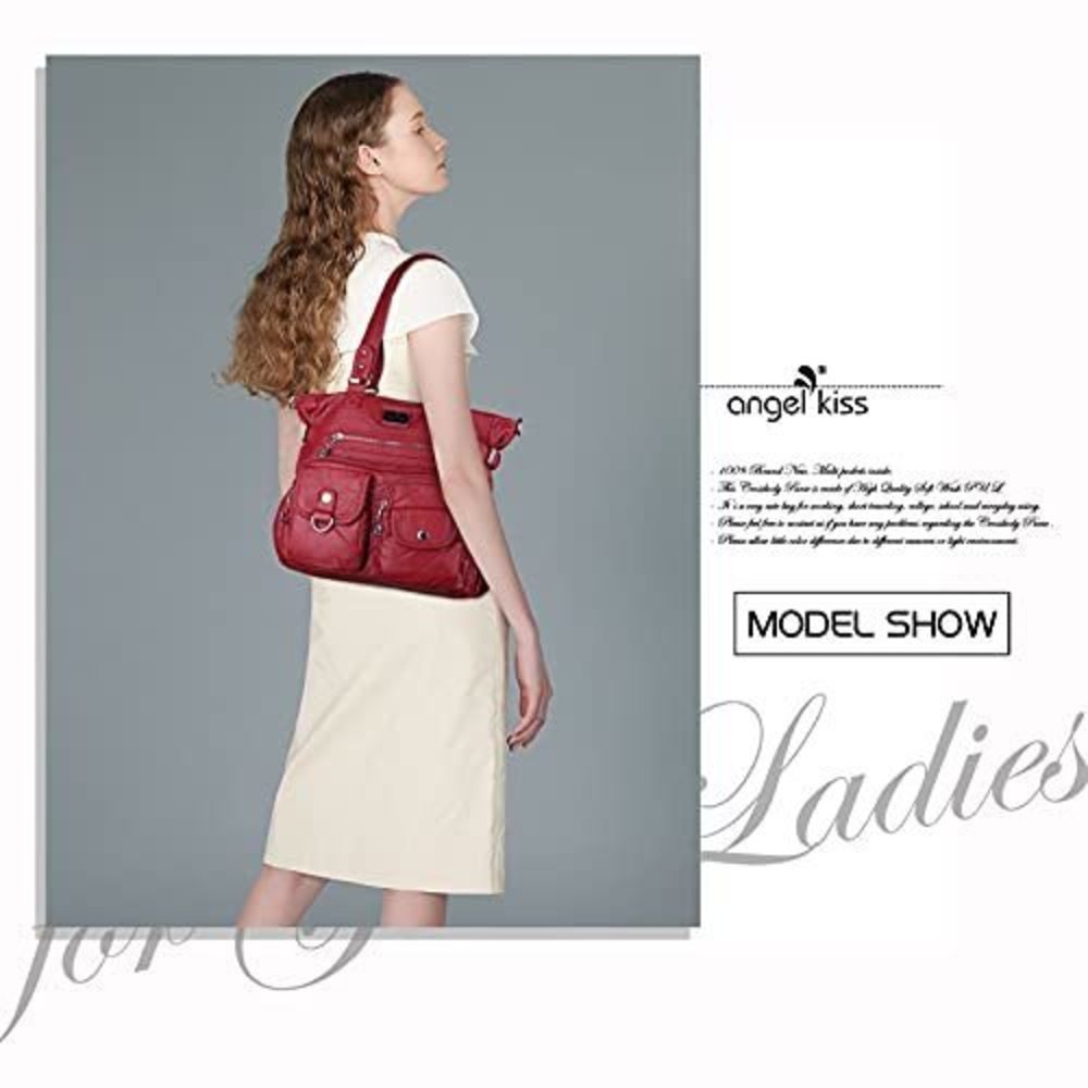 Red Soft PU Leather Satchel Hobo Tote with Shoulder Strap – Ladies Crossbody Tr - Picture 2 of 6